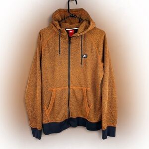 Nike AW77 Shoe Box Logo Full Zip Hoodie Size L French Terry Burnt Orange Pockets